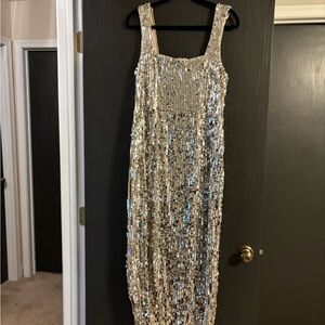 Show Me Your Mumu| Eden Midi Dress| Sequin Silver Dress
